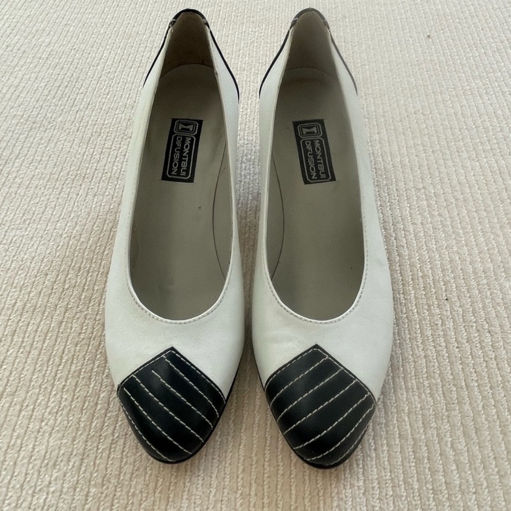 MONTBUI Black And White Pump Heel Shoes size 6.5 US or 37EU - Picture 4 of 10
